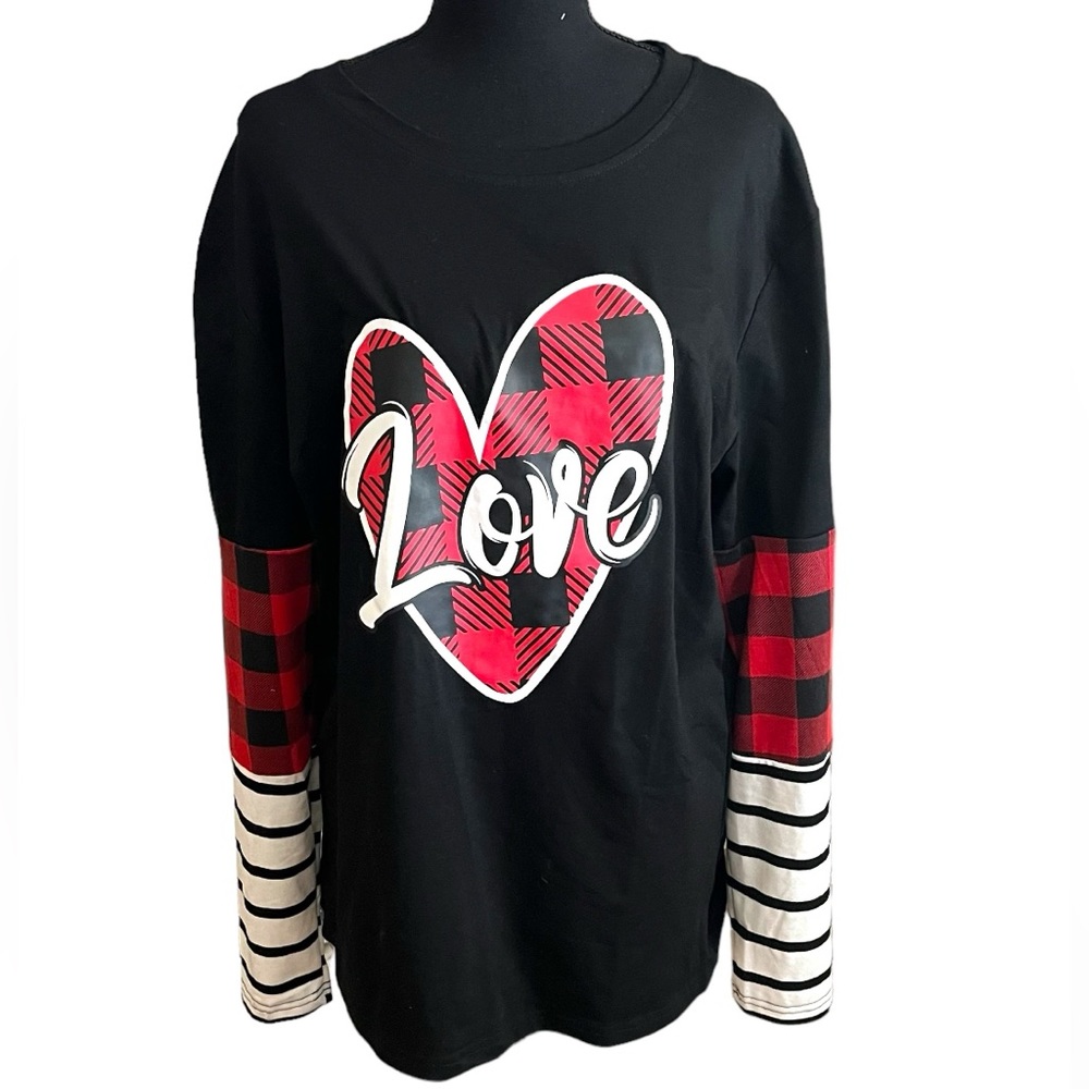 NWOT black red Valentines Day Love long sleeve